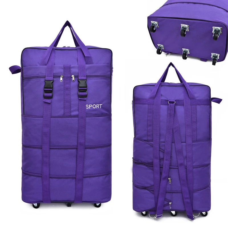 28 Inch Rolling Suitcase Luggage Aviation Checked Bag Black Travel Bag Universal Wheels Trolley Case Multifunction Backpack X50C