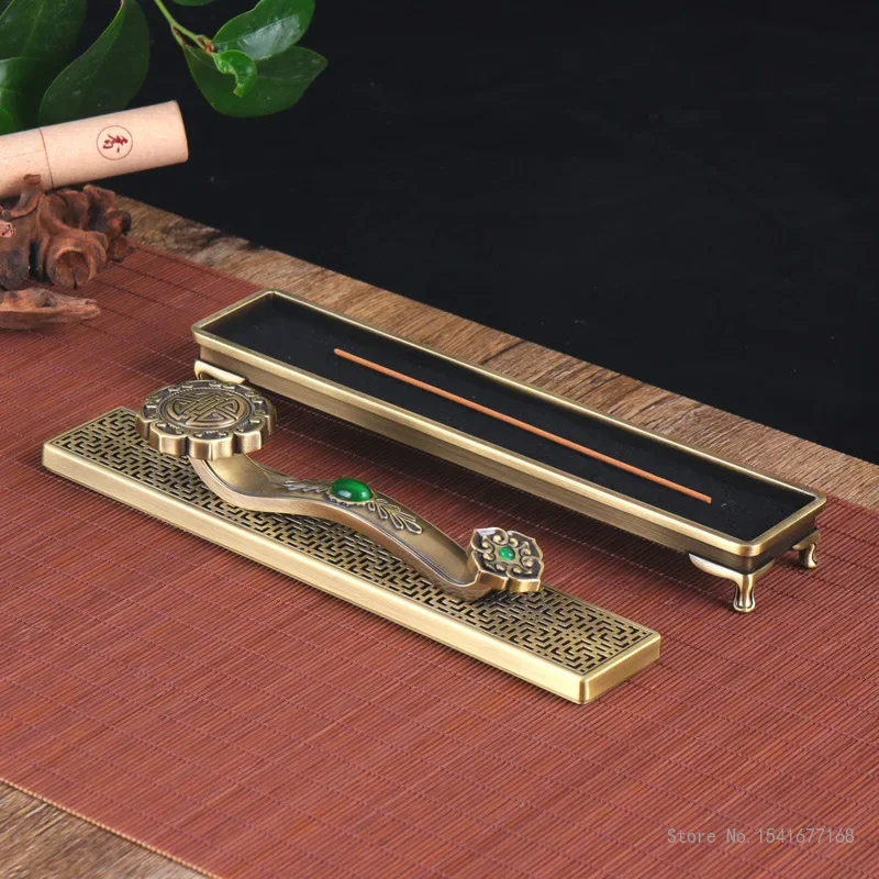 Creative Retro Ruyi Alloy Incense Burner, Lying, Household Indoor Line Aroma Rack, Living Room Bedroom Tea Table Decoration, 1Pc