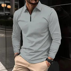 Waffle Knit Quarter Zip Polo Shirt | Long Sleeve Collared Polo | Stylish Casual Golf & Everyday Wear - S (GRAY)