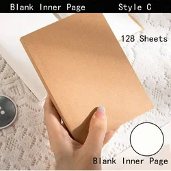 A6 Pocket-Size Thickened Notebook with 256 Pages and Kraft Paper Cover - A6 (Blank)
