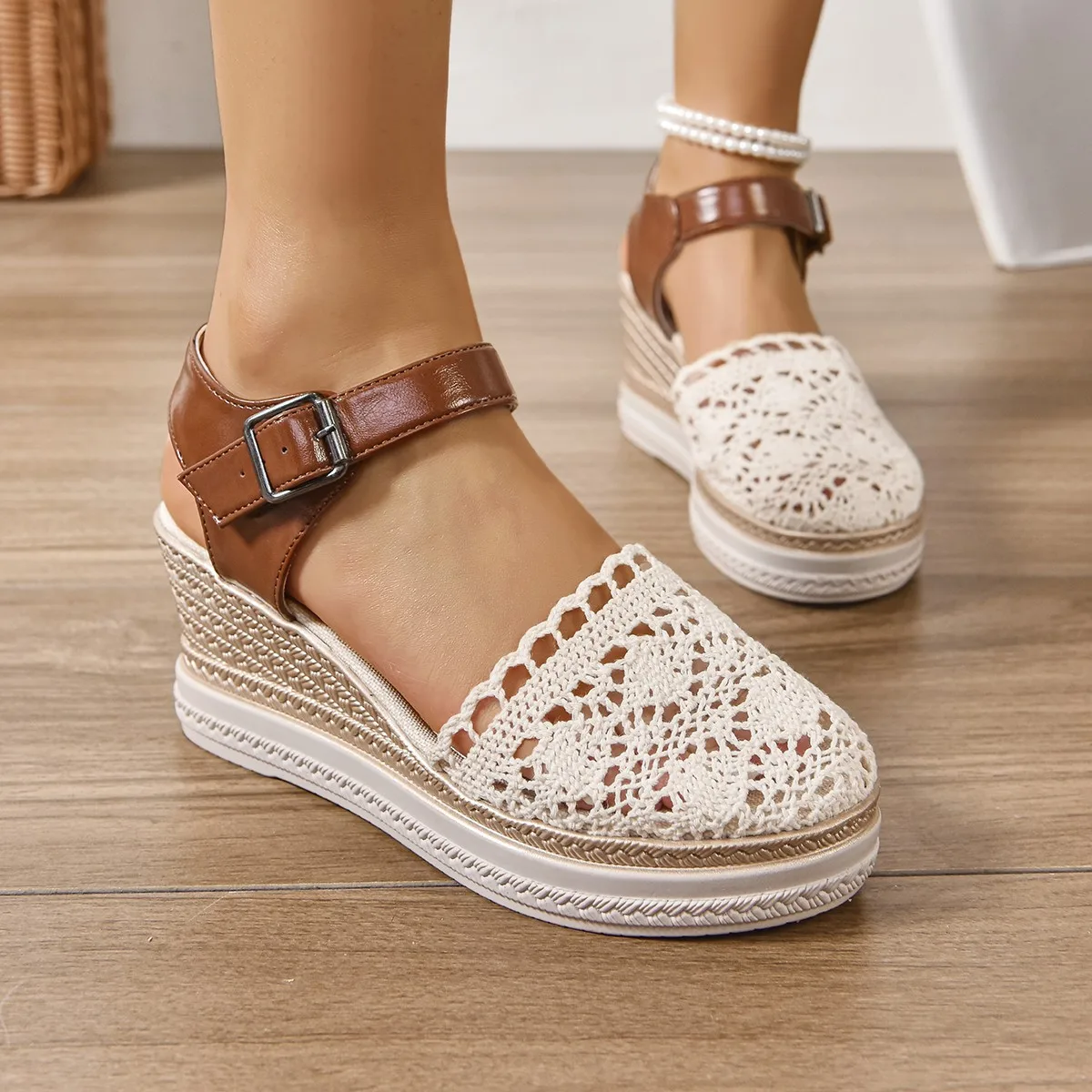 Women Sandals 2025 Summer New Fashion Canvas Wedge Sandals Casual Espadrilles Fashion Platform Woman Sandals Zapatos De Mujer