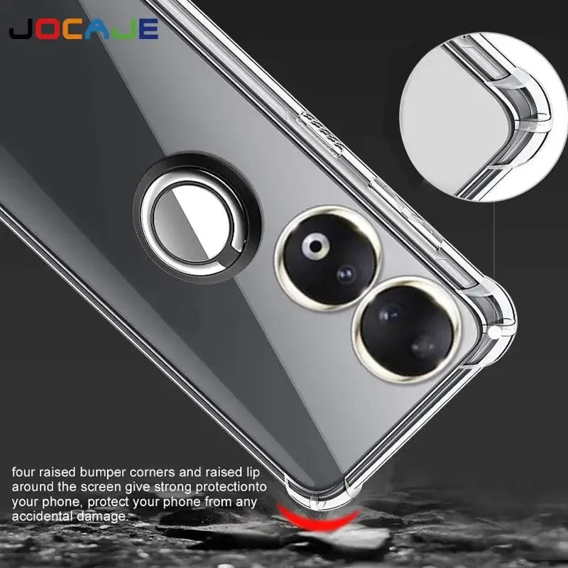 Crystal Clear Ring Stand Soft Case with Airbag Cushion and Bracket Holder