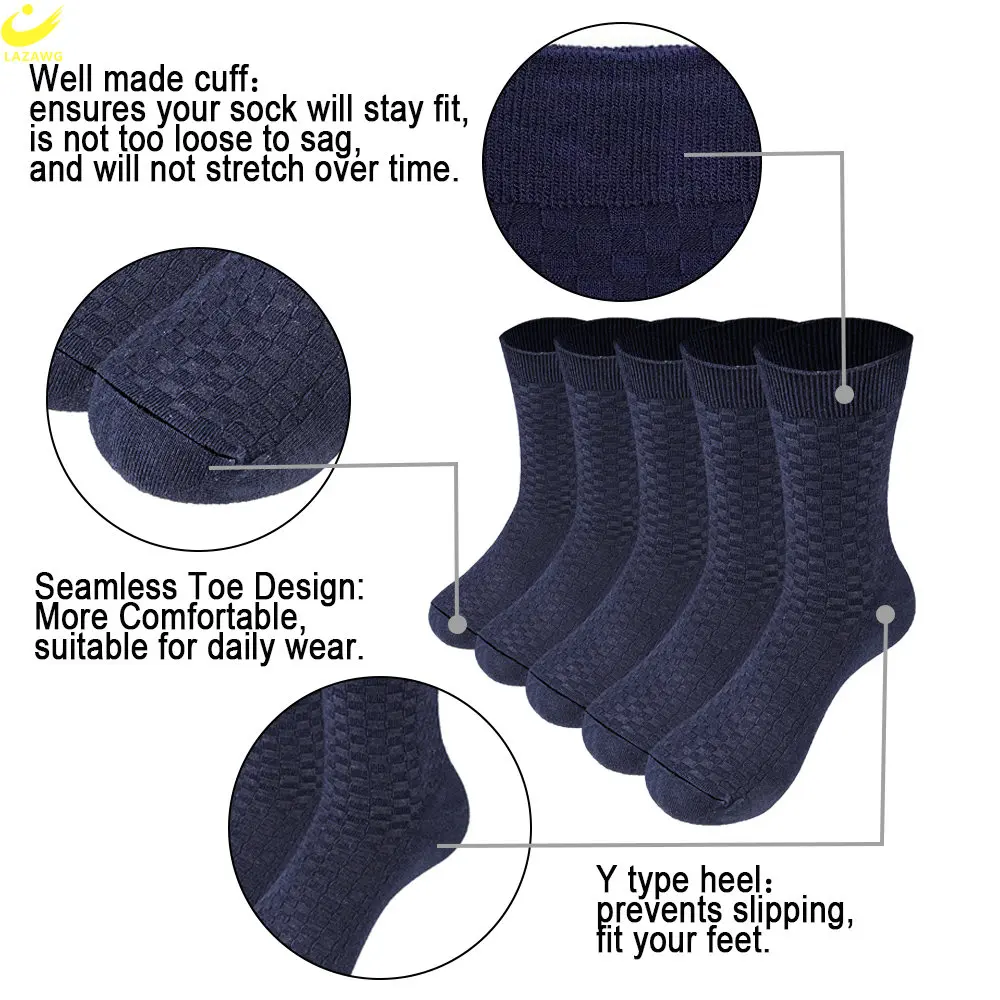 LAZAWG 5Pairs/lot Men's Cotton Socks New Style Winter for Male Socks Black Business Cotton Athletic Crew Socks Soft Breathable