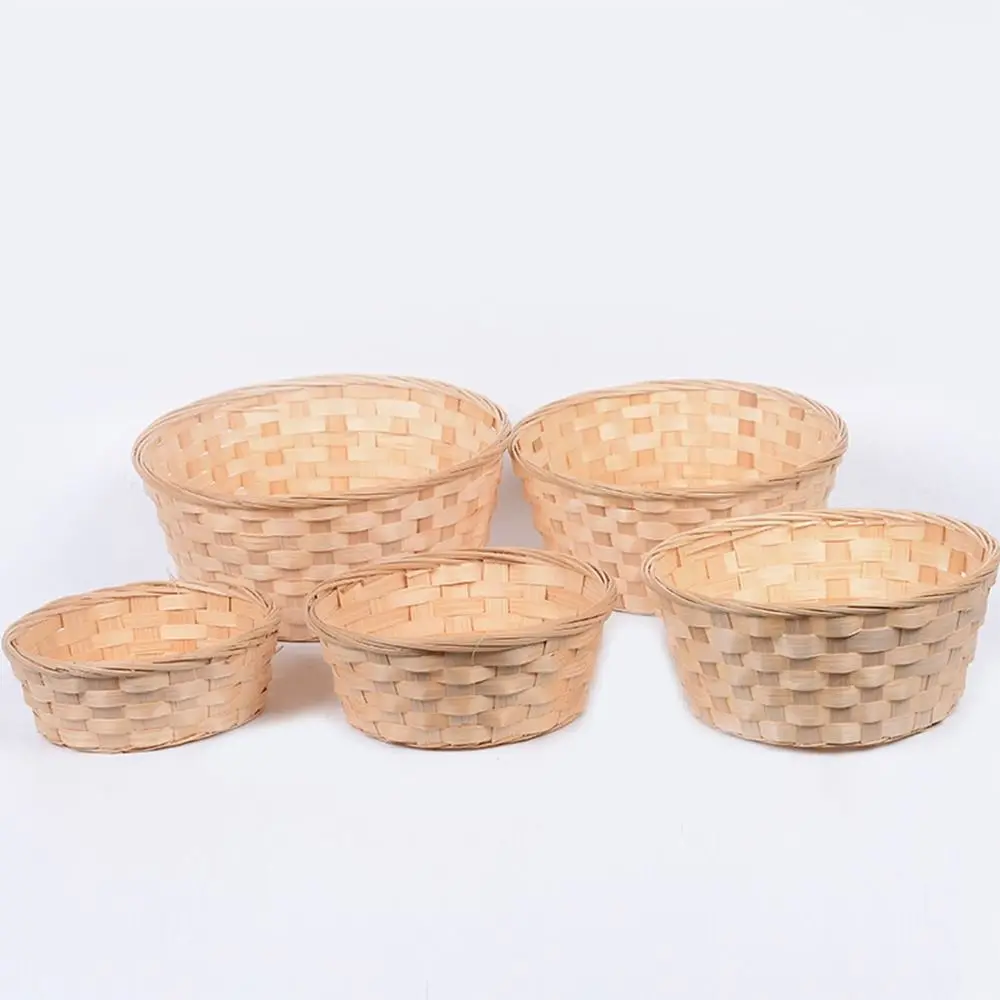Multifunction Storage Basket Yellow Handmade Rattan Weaving Basket Round Home Decoration Flower Basket For Fruit Bread Sundries 4