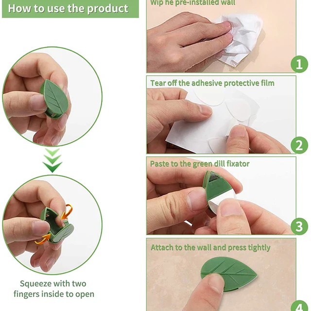 10-40 Százalék Növényi Hegymászó Fali Rögzítő Klipek Önfaró Horog Szőlő Tapadás Láthatatlan Tartó Növény Zöld Levél Szimuláció - Image 4