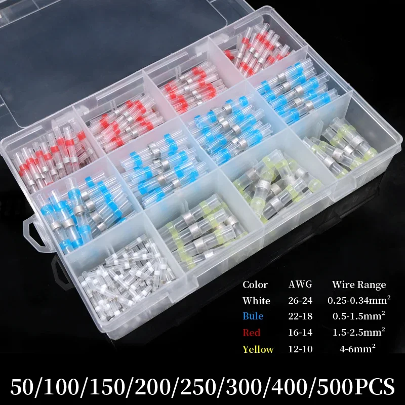 

1/3/5 Boxed Solder Seal Wire Connector 3:1 Heat Shrink Sealed Insulated Butt Splice Terminal Waterproof Butt Connectors Kit