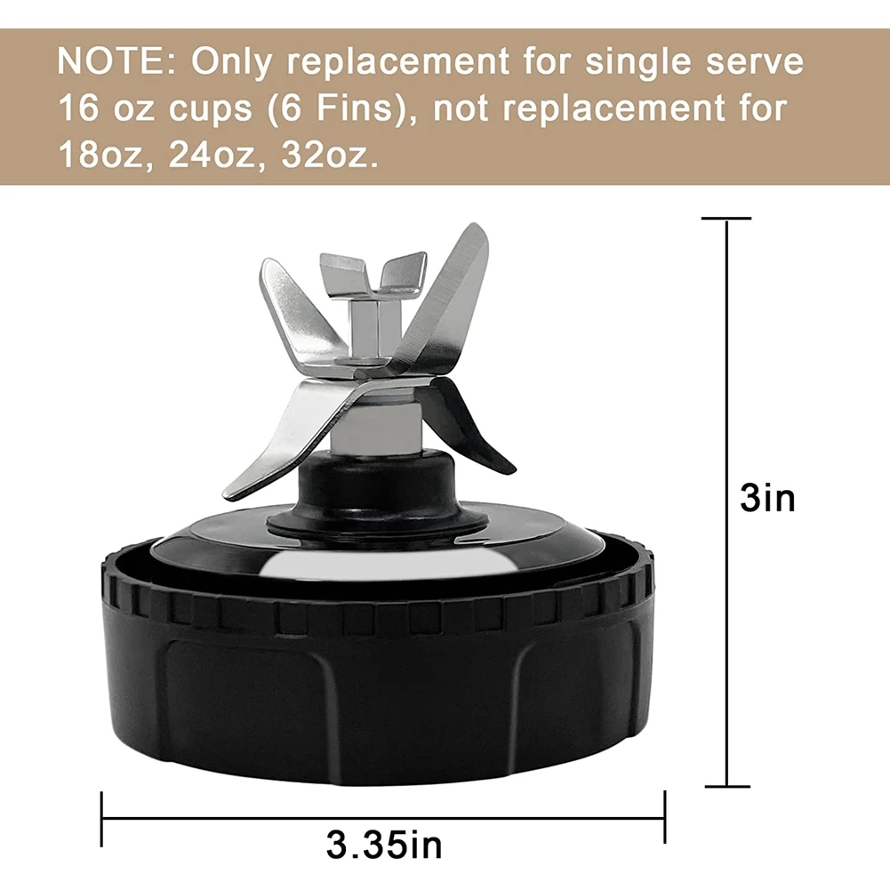 6 Fins Blender Blade Extractor Blade Replacement for Nutri Ninja BL660 BL663 BL663CO BL665Q BL740 BL770 for 16 Oz Cup