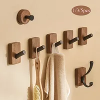 5/3/1Pcs Solid Wood Hooks Wall Mounted Clothes Scarf Hat Coat Hook Simple Room Decor Storage Hanger Towel Rack Home Organizer 1