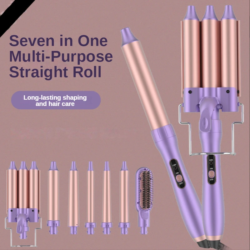 

7 In 1 Comb Hair Curling Wand Detachable Brush Kit Negative Ion Hair Curler Curling Iron Hair Styling Tools Curler&Straightener