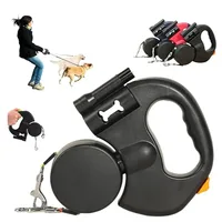 3m Retractable Dog Leash For Small Dogs Reflective Dual Pet Leash Lead 360 Swivel No Tangle Double Dog Walking Leash With Lights 5