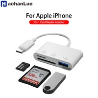3 In 1 SD TF Card Reader For Apple iPhone 14 12 13 11 Pro Max XR XS USB C Camera Converter For iPad Android  Laptop OTG Adapter 1