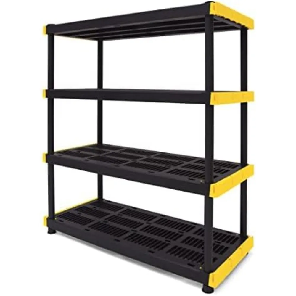 Tool Storage Rack Garage Storage Shelves Storage Display Cabinet CX 4-Tier Heavy Duty Plastic Storage Shelving Unit 200lbs/shelf (55&rdquo;H x 48&rdquo;W x 20&rdquo;D) for Indoor/Outdoor Organ