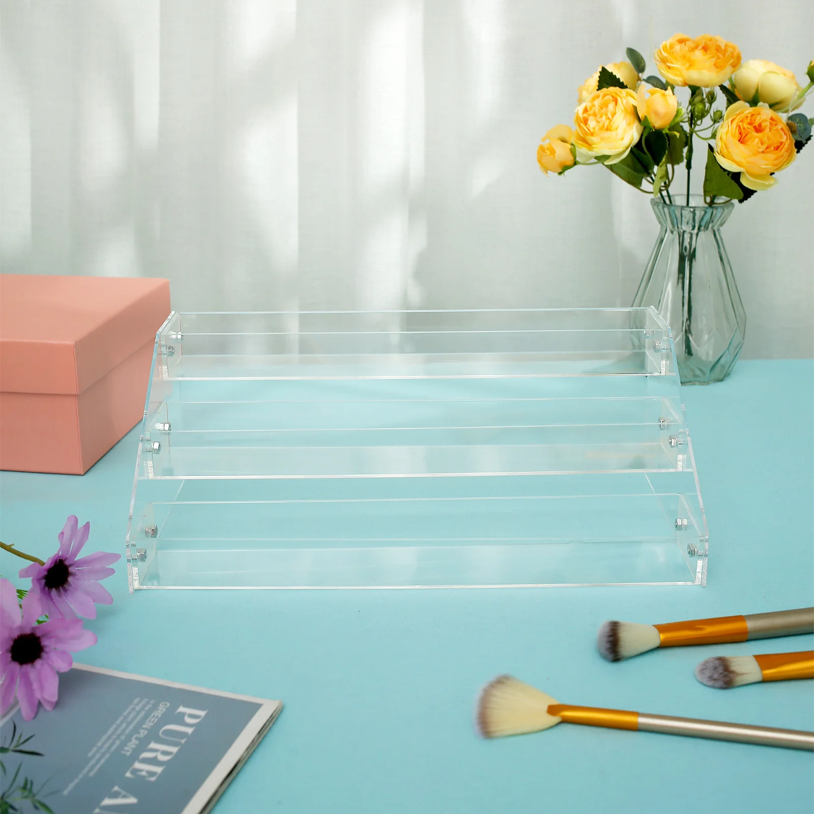 

New2Pcs Acrylic Perfume Display Stand 3 Tier Large Capacity Clear Tiered Shelf Clear Tiered Display Organizer Reusable Display