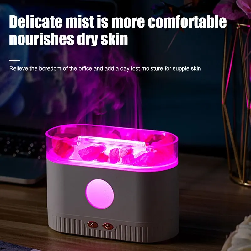 Natural Crystal Salt Flame Aromatic Oil Humidifier Multi-color Essential Oil, Air Diffuser and Flavoring Scent Family Bedroom