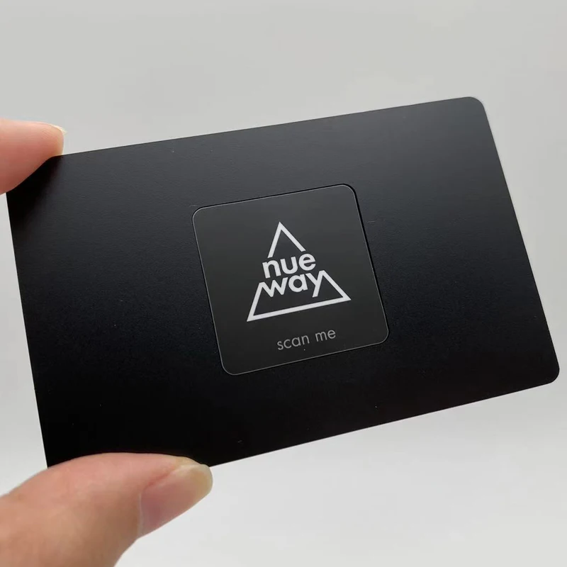 

custom,Matte Black Laser NFC Metal Business Card Chip For Social Media Sharing
