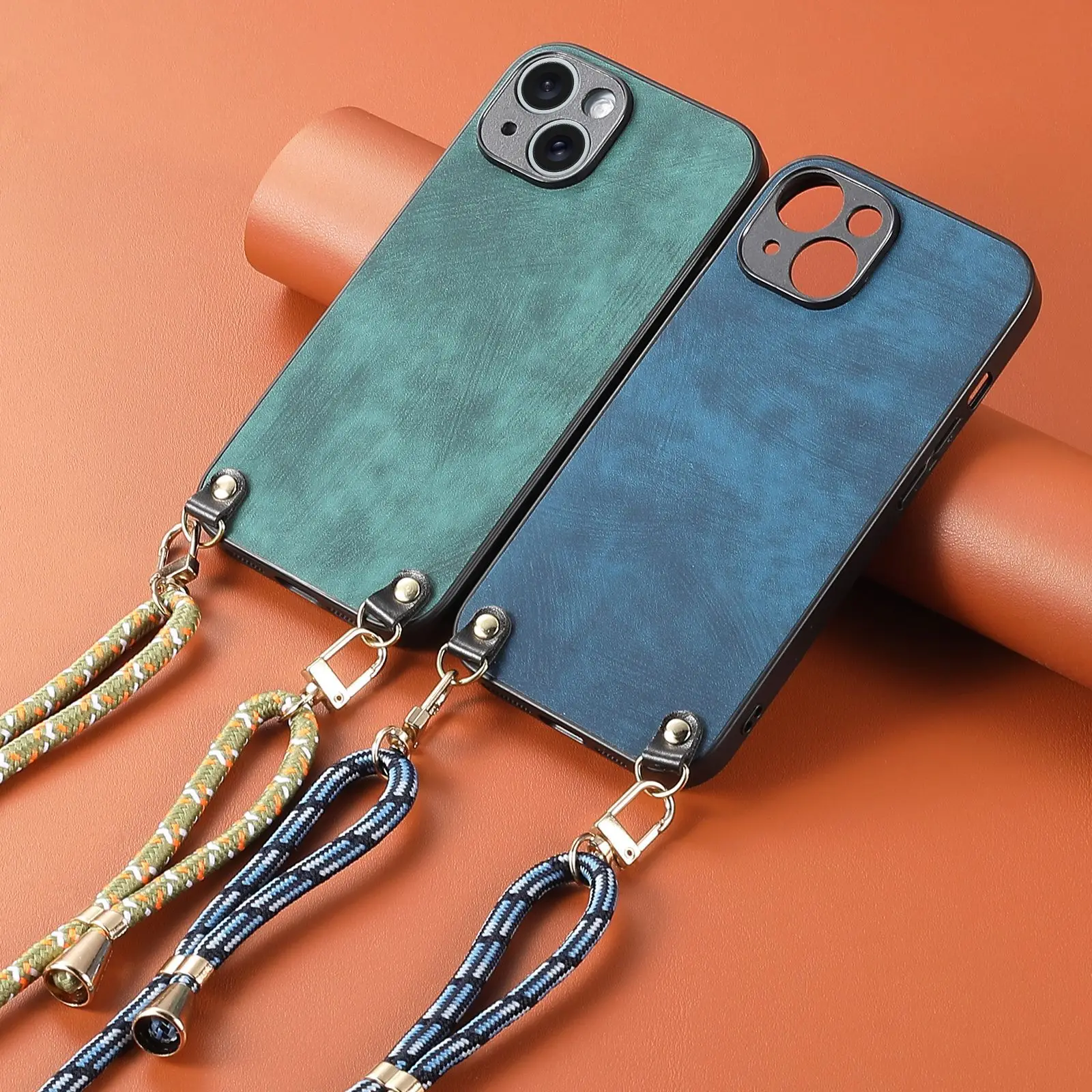 Elegant Chain Crossbody Leather Phone Case with Lanyard