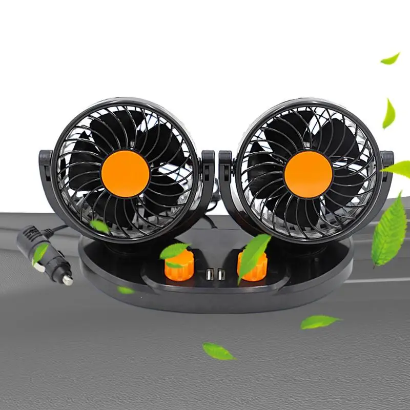 

Fan For Car Electric Car Cooling Fans USB Powered 12V 24V 360 Degree Rotatable Dual Head 2 Speed Rear Seat Air Fan