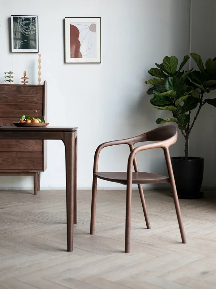 

Nordic luxury all solid wood dining chair armchair home modern simple and comfortable armchair stool book chair Jian Mu JM