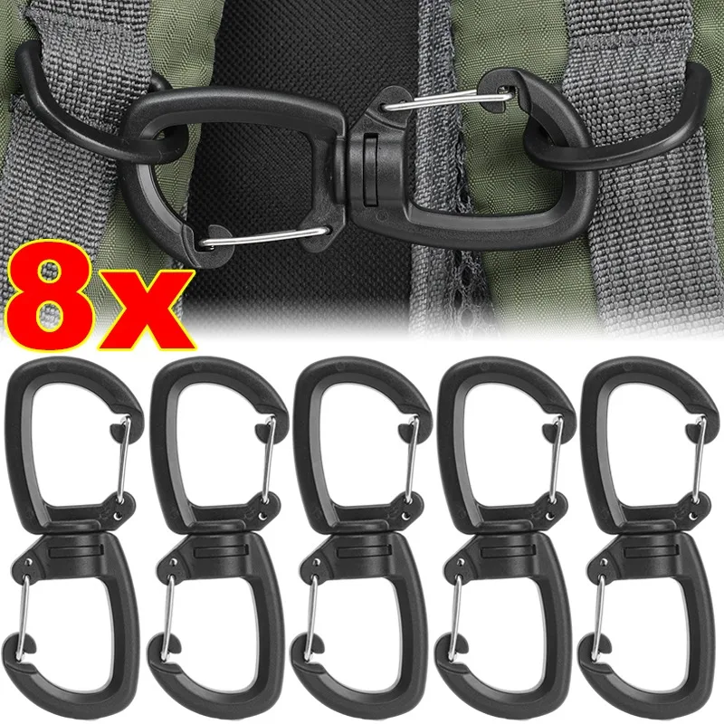 360° Drehbarer Doppel-Karabiner Outdoor-Drehclip Tragbarer S-Ketten-Haken Camping-Doppelhaken für Rucksäcke Schlüsselanhänger Karabiner