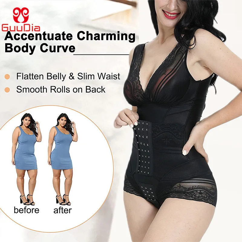 GUUDIA Women Waist Trainer Bodysuit Tummy Control Full Body Shaper Slim Cincher Seamless Shapewear Waist Slimming Bodysuits