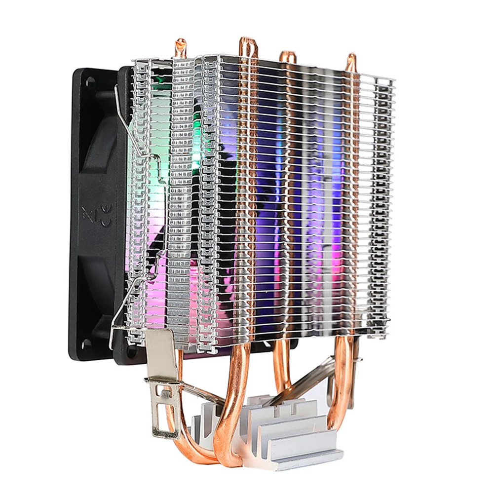 CPU 에어 쿨러, 히트 파이프 2 개, 조용한 레인보우 RGB 냉각 선풍기, CPU 냉각 선풍기, 인텔 LGA775, 1150, 1151, 1155, 1156/1200, AMD AM2 용