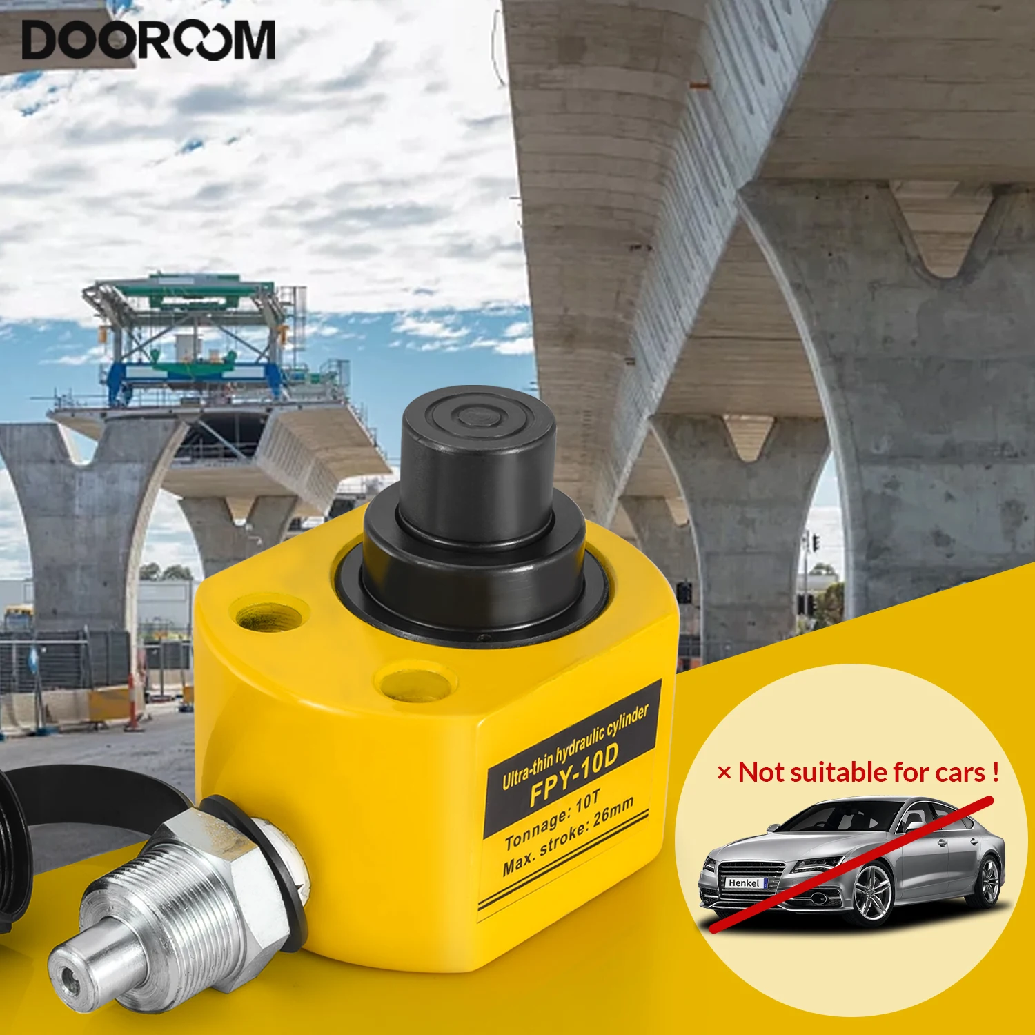 DOOROOM 10Ton Multi-section Hydraulic Ram Jack Ultra-thin Hydraulic Cylinder Lifting Jack Portable Lifting Equipment Separation acq airtac acq32 40x5x10x15x20x25x30x35x40x50x55x60 thin cylinder