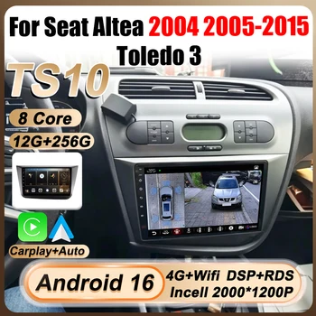 Radio para Auto con CarPlay Inalámbrico, Android 16, Navegación GPS, Wifi 5G, para Seat Altea 2004 2005-2015 Toledo 3 1