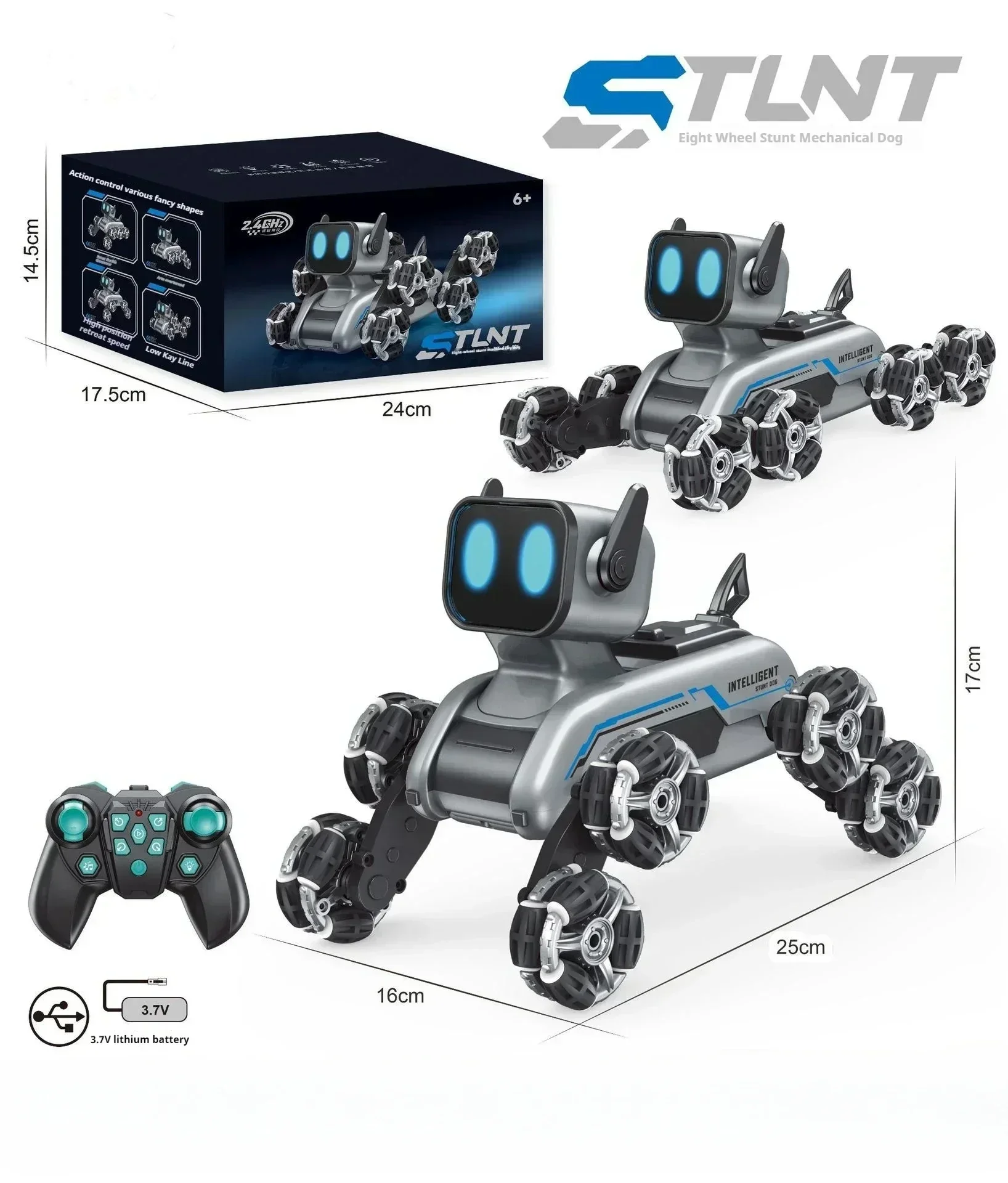 Eight wheel stunt mechanical dog intelligent gesture induction spray drift climbing deformation electric remote control toy dog