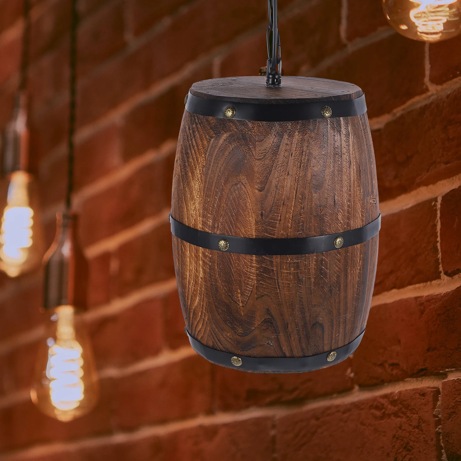 

Retro Chandelier Barrel Lamp Shade Living Room Lights Ceiling Hallway Wooden