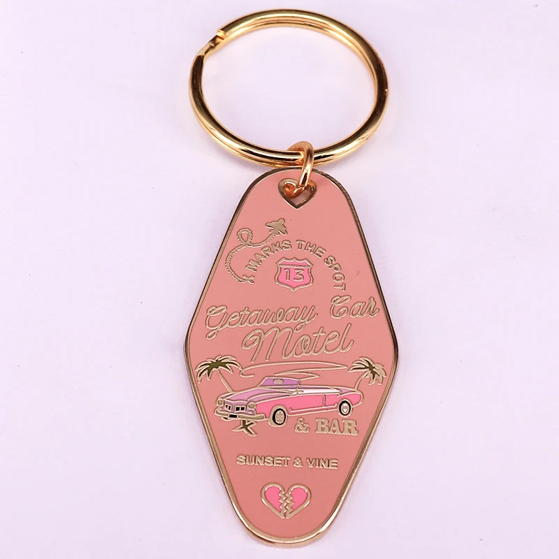 Pink Motel Enamel Keychain Music Getaway Car Inspired Key Chain
