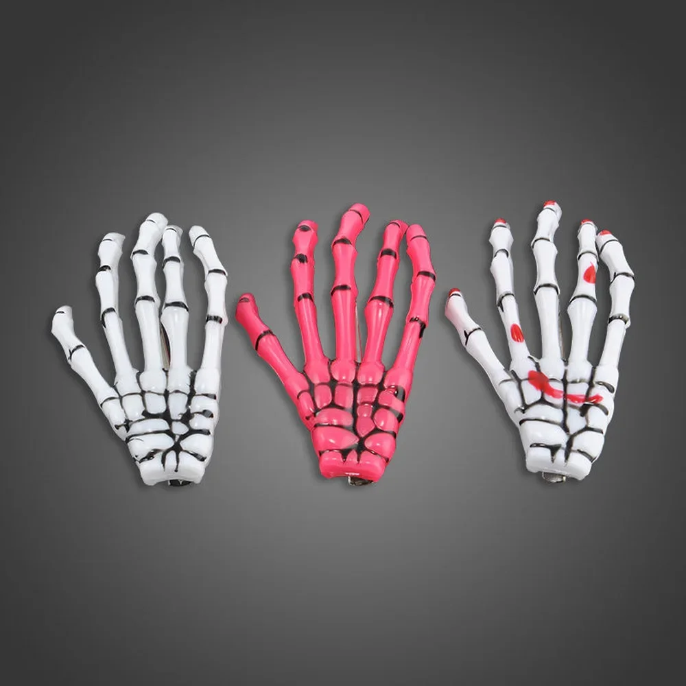 2PCS/SET Creative Design Skull Hand Bone Hairpin Gripper Ghost Skeleton Hair Clips Bone Claw Women's Fashion Hair Accessories