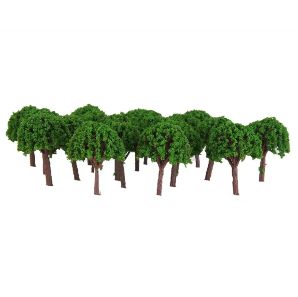 MagiDeal 50Pcs Plastic 3cm Scenery Landscape Train Model Trees Light Green for Street House Park Garden Layout Classroom Decor