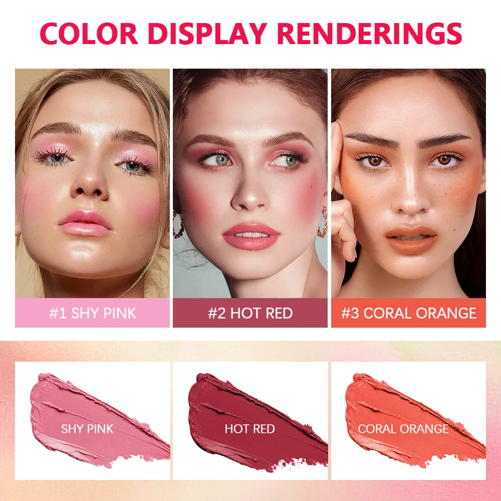 Multi-function Blush Stick Natural Cheek Face Waterproof Rouge Blusher Cream Lasting High Color Rendering Brightening Skin Tone 6