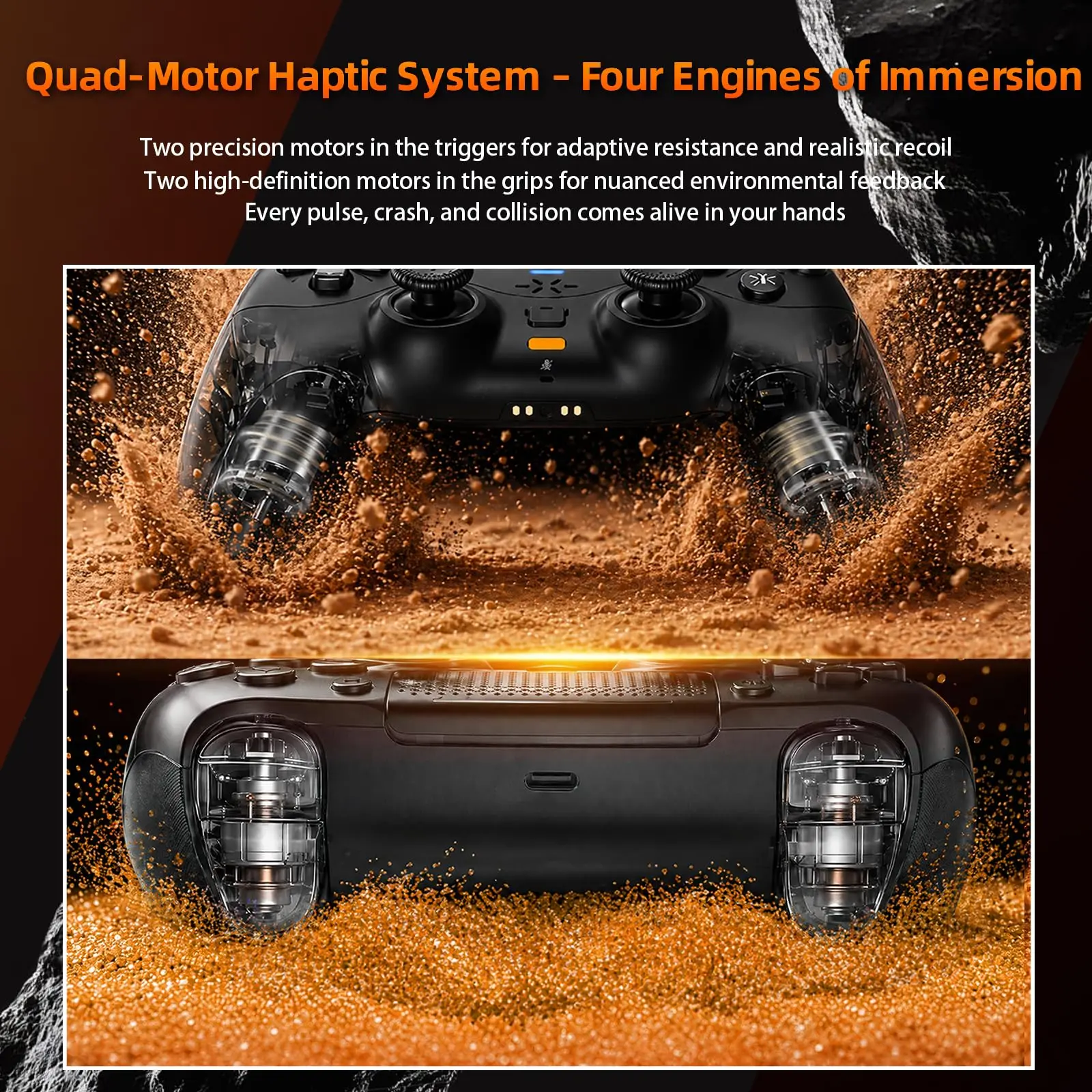 Gamepad For Playstation 5 PS5/PC, Wireless Controller W/Adaptive Triggers Haptic Feedback Dual Shock Linear Motor Game Controle - 4