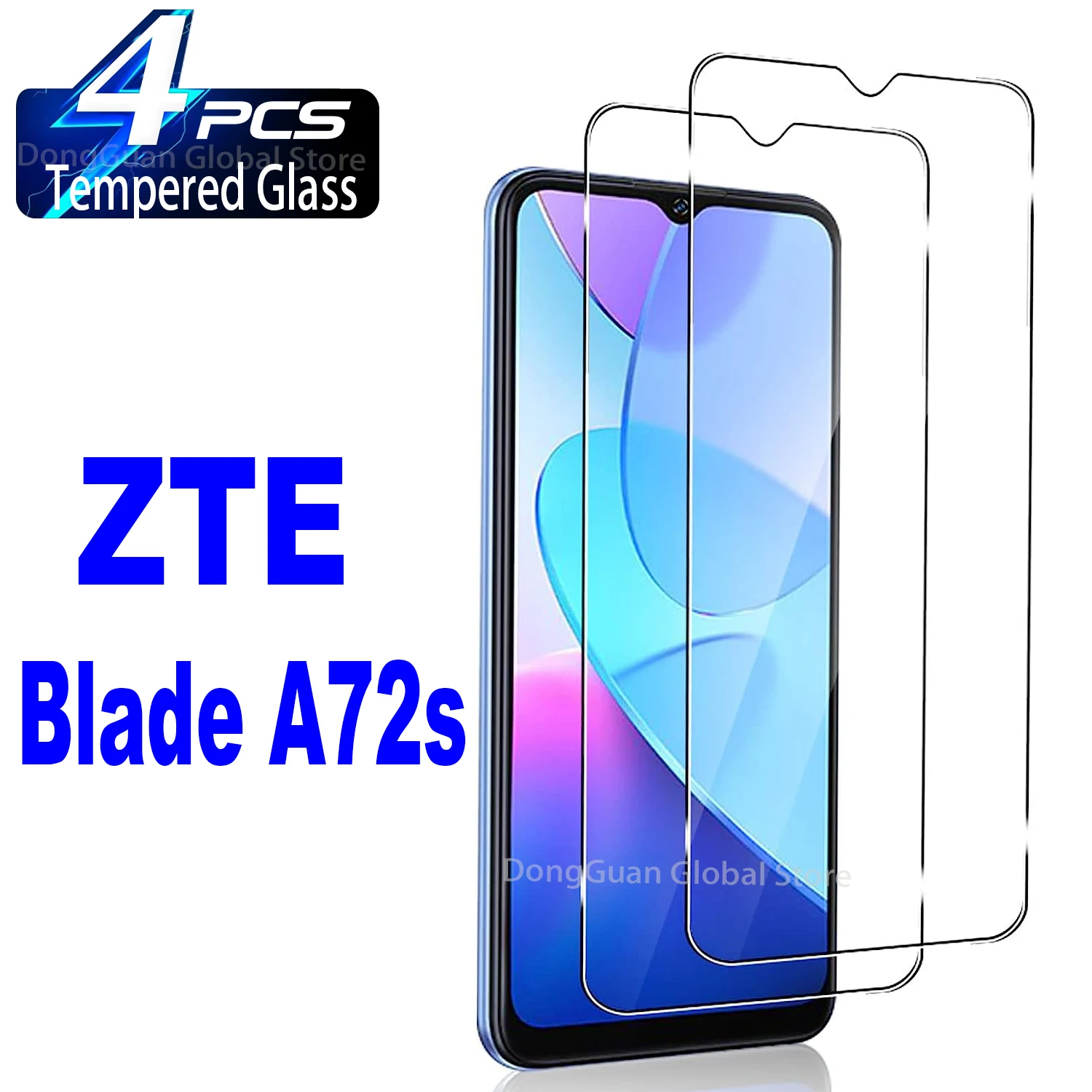 2/4Pcs Tempered Glass For ZTE Blade A72s Screen Protector Glass Film 3pcs tempered glass for zte blade a31 lite a51 a71 nubia red magic 6 pro 6r a3 a7s 2020 l210 protective screen protector film