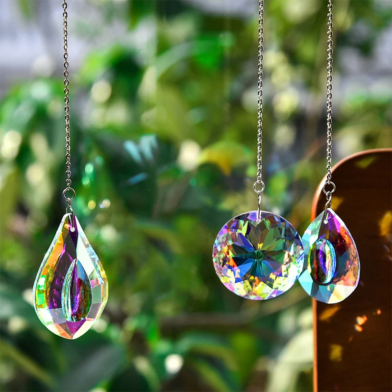 Catches Crystal Sun Lucky Clover Prism Rainbow Maker Suncatcher Hanging Feng Shui Sunlight Collection Chandelier Pendant Decor