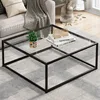 Glass Coffee Table for Living Room,Square Coffee Tables for Small Spaces,Simple Tea Cocktail Modern Center Tables 1