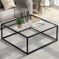 Glass Coffee Table for Living Room,Square Coffee Tables for Small Spaces,Simple Tea Cocktail Modern Center Tables 1