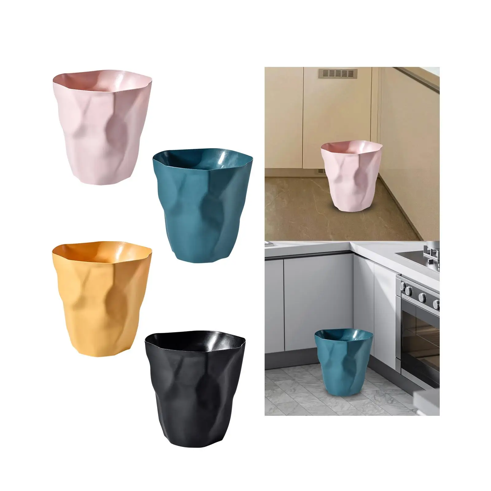 Trash Can Dust Bin Household without Lid Minimalist Wastebasket Garbage Bin for Laundry Kitchen Toilet Indoor Living Room