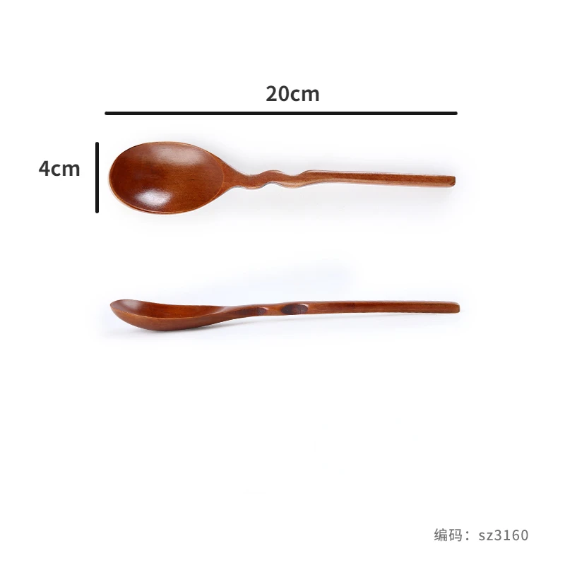 Creative Curve Fork Spoon Set Solid Wood Long Handle Spoon Household Dinner Fork Solid Wood Tableware