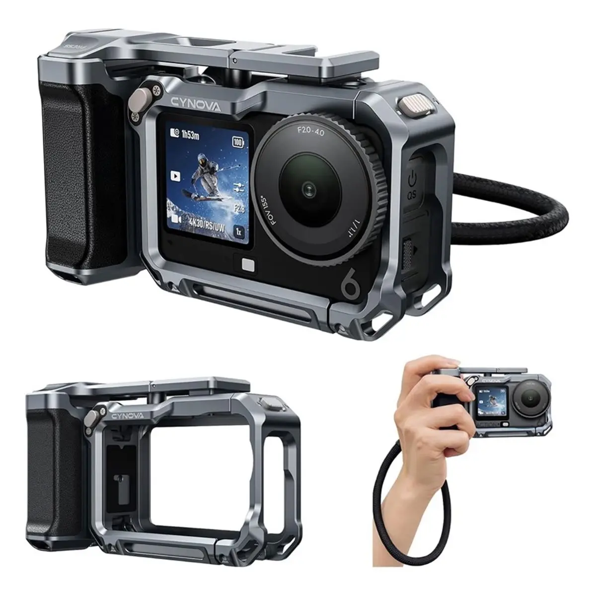 DJI 오즈모 액션 6용 DTC6 CYNOVA 스트리트 그립 키트, 사진 촬영용 그립이 있는 보호 케이지 프레임, 액션 6 카메라 액세서리