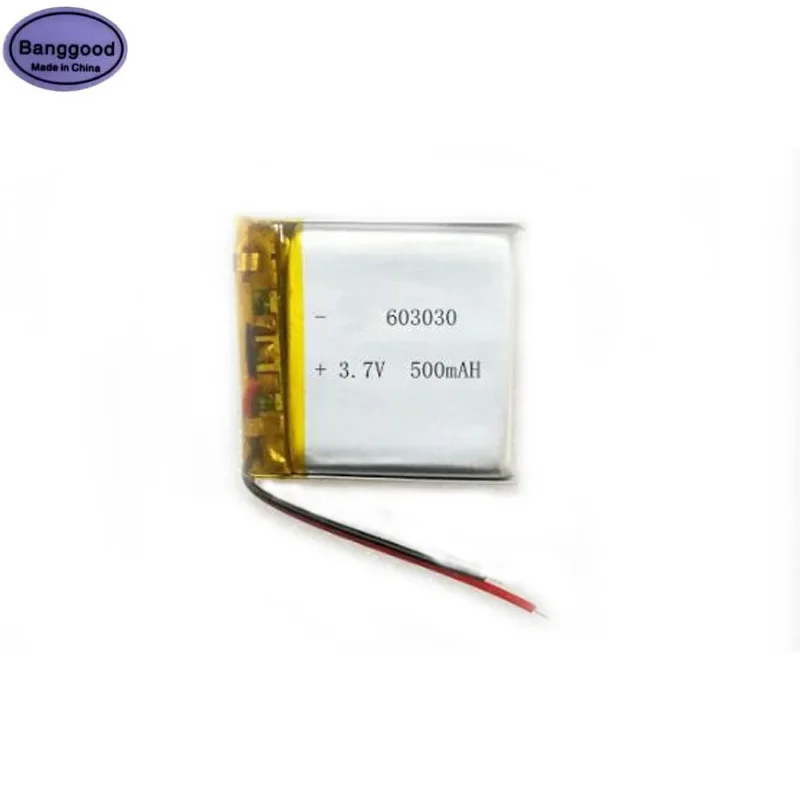 

Banggood 3.7V 500mAh 603030 063030 Lipo Polymer Lithium Rechargeable Li-ion Battery Cells for GPS MP3 Toy Bluetooth Headset