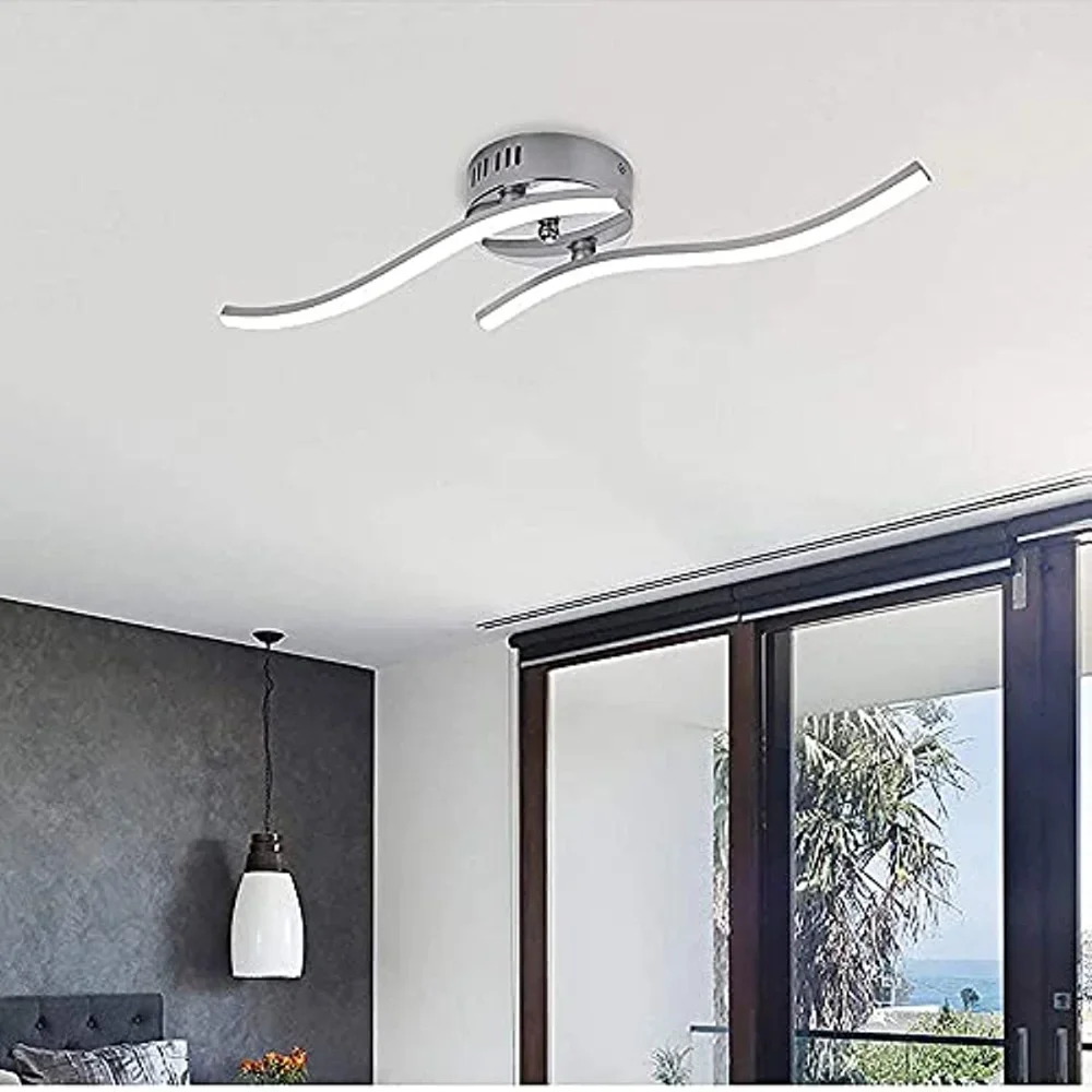 

LED Ceiling Light, Wave-shaped Ceiling Light, 2 LED Boards 4000K Neutral White 12W 1100 Lumens Modern LED Lamp for Living Room
