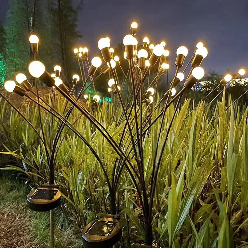 Led Solar Firefly Lights Garden Lights Outdoor Waterproof Ambient Decorative Lights Park Wind Blowing Swinging Lawn Lights