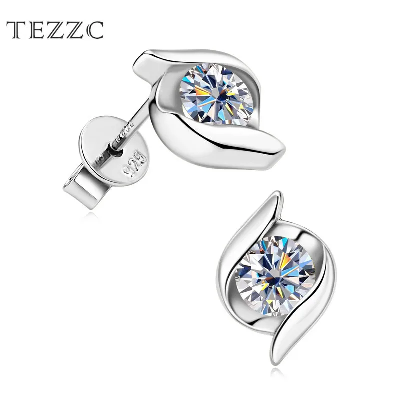 

Tezzc D VVS1 Moissanite Earring for Women S925 Sterling Silver Fashion Versatile Romantic Wedding Valentine date Fine Jewelry