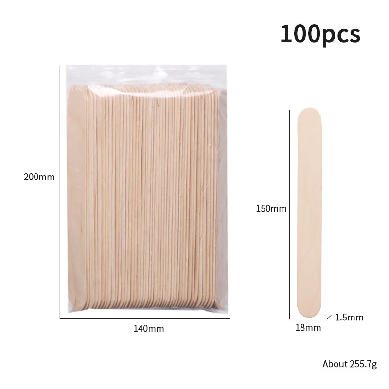 100pcs Disposable Waxing Wooden Tongue Depressor Body Hair Removal Stick Tongue Depressor 6