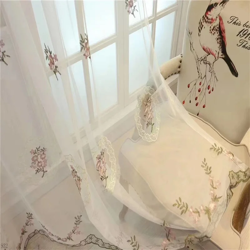 European White Embroidered Voile Curtains For Bedroom Window Curtain For Living Room Sheer Curtains Blinds Custom Made Drapes 