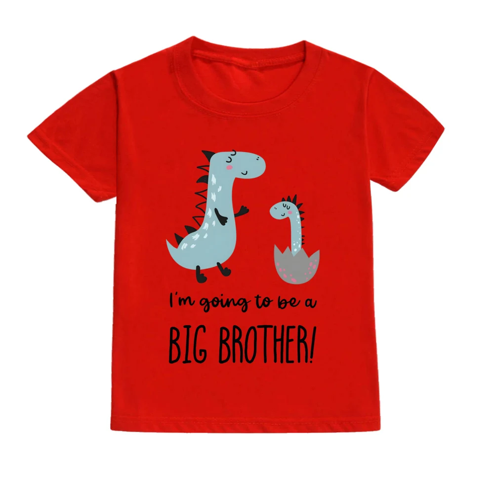 Dinosaur&I‘m Going To Be Big A Brother Print Kid Tee Shirt Casual Short Sleeve Child Tees Top Pregnancy Announcement Clothes 6