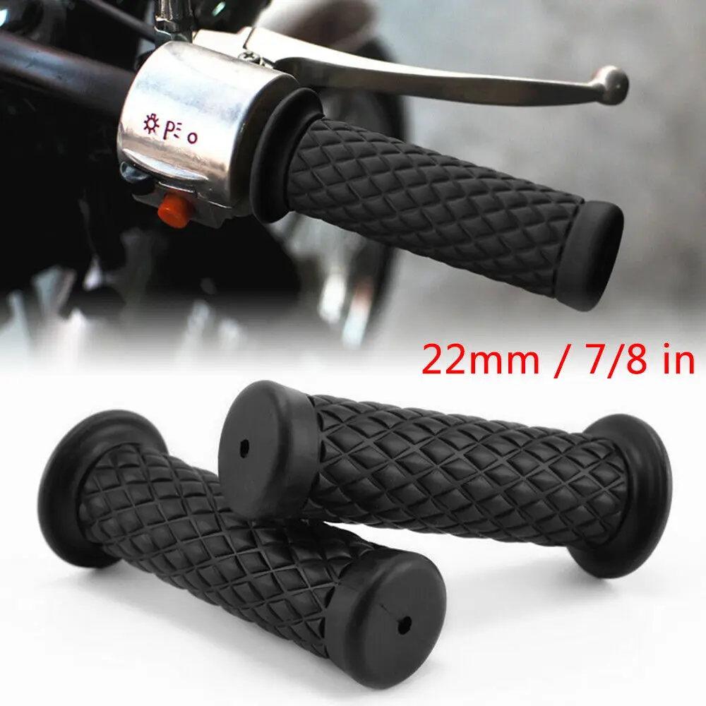 

Retro Rubber Motorcycle Handlebar Grips 7/8" 22mm Non Slip Motorcycle Handle Grips Compatible With ATV Motorbike Pit Bike