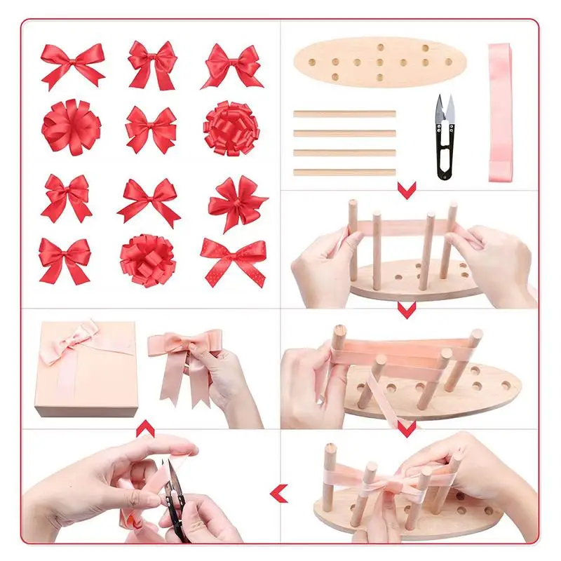 Wooden Bow Maker for Ribbon Multi Size Adjustable Bows Making Tool for DIY  Crafts Gift Packaging Christmas Party Decorations